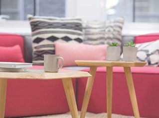 Living room tables with coffee cups
